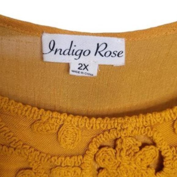 Indigo Rose Women Mustard Yellow Long Sleeve Crew Neck Above Knee Dress Size 2X - Picture 2 of 7